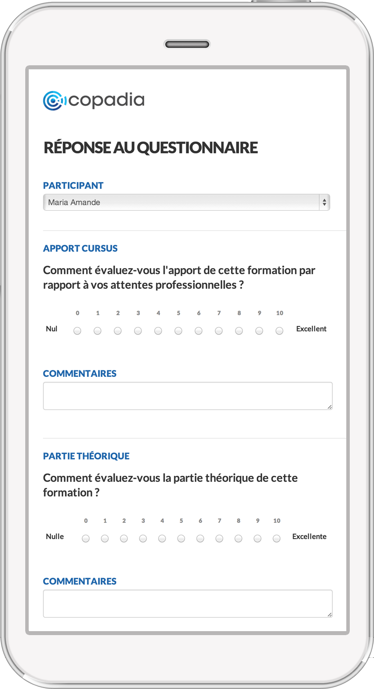 réponse au questionnaire satisfaction sur mobile